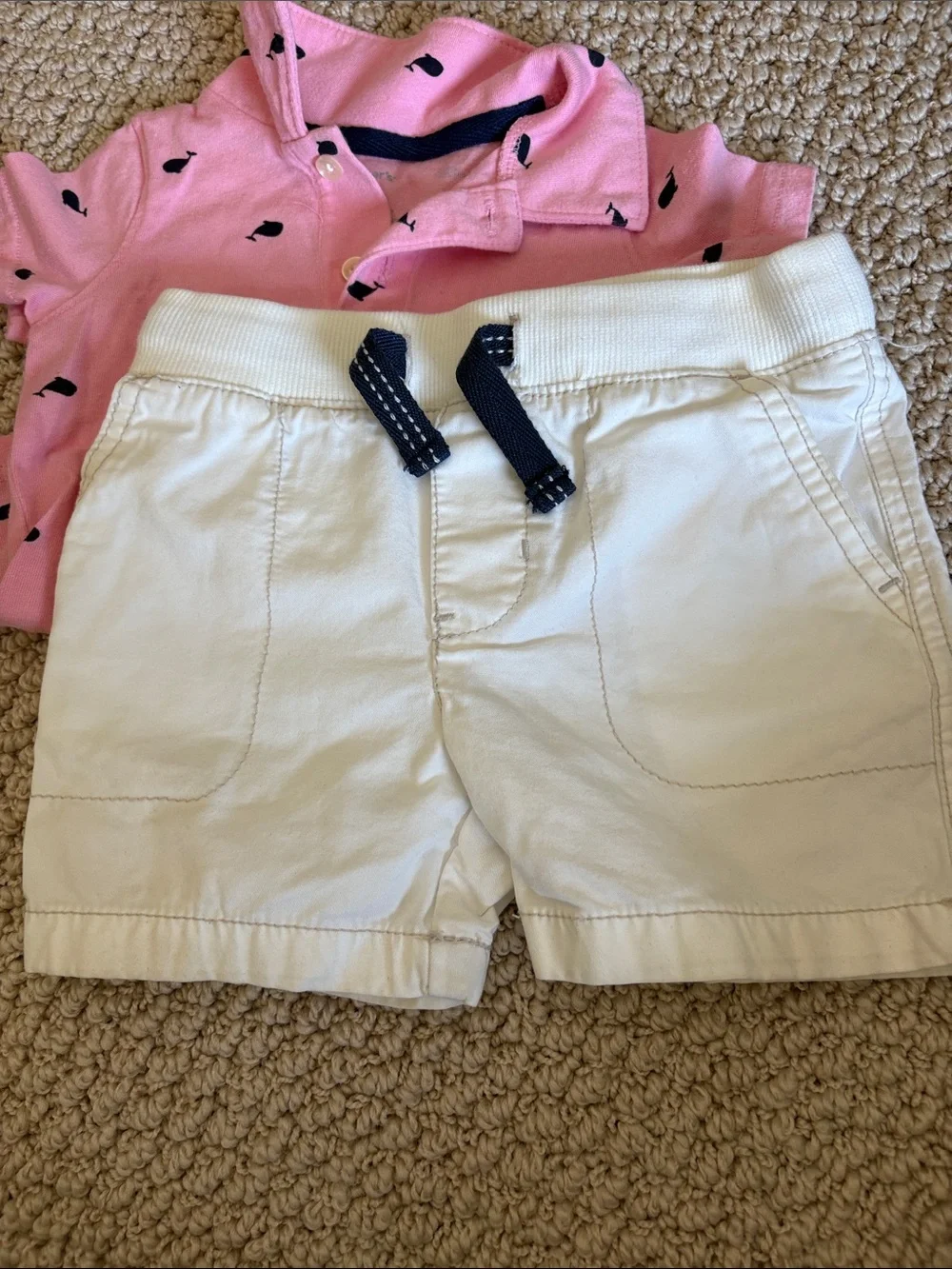 Baby Pink Polo Short with White Shorts 12 Months - Picture 2 of 6